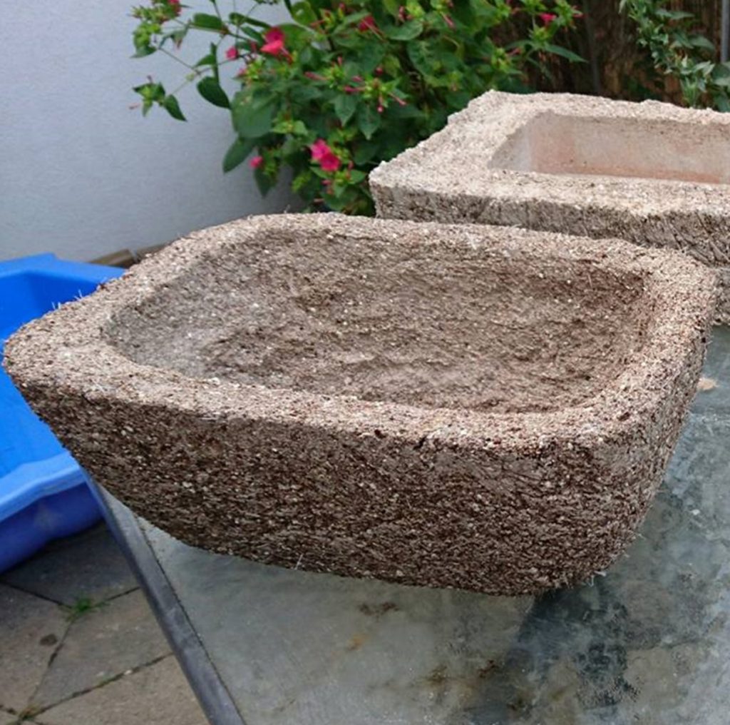 Hypertufa Schale selbst gemacht eckig